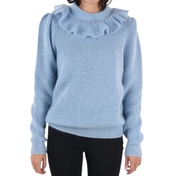 Miu Miu Sweaters - Miu Miu Volant Mohair Ruffle Sweater, in Light Blue size 38 EU / XS
